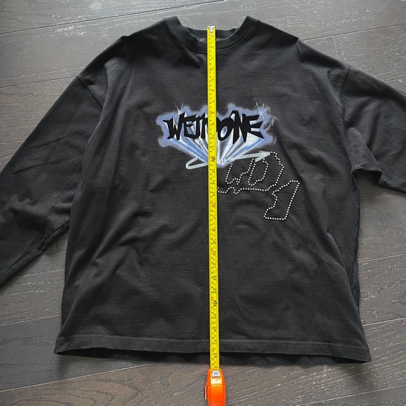 We11Done Welldone crystal logo long sleeve shirt in black size small - Picture 6 of 8